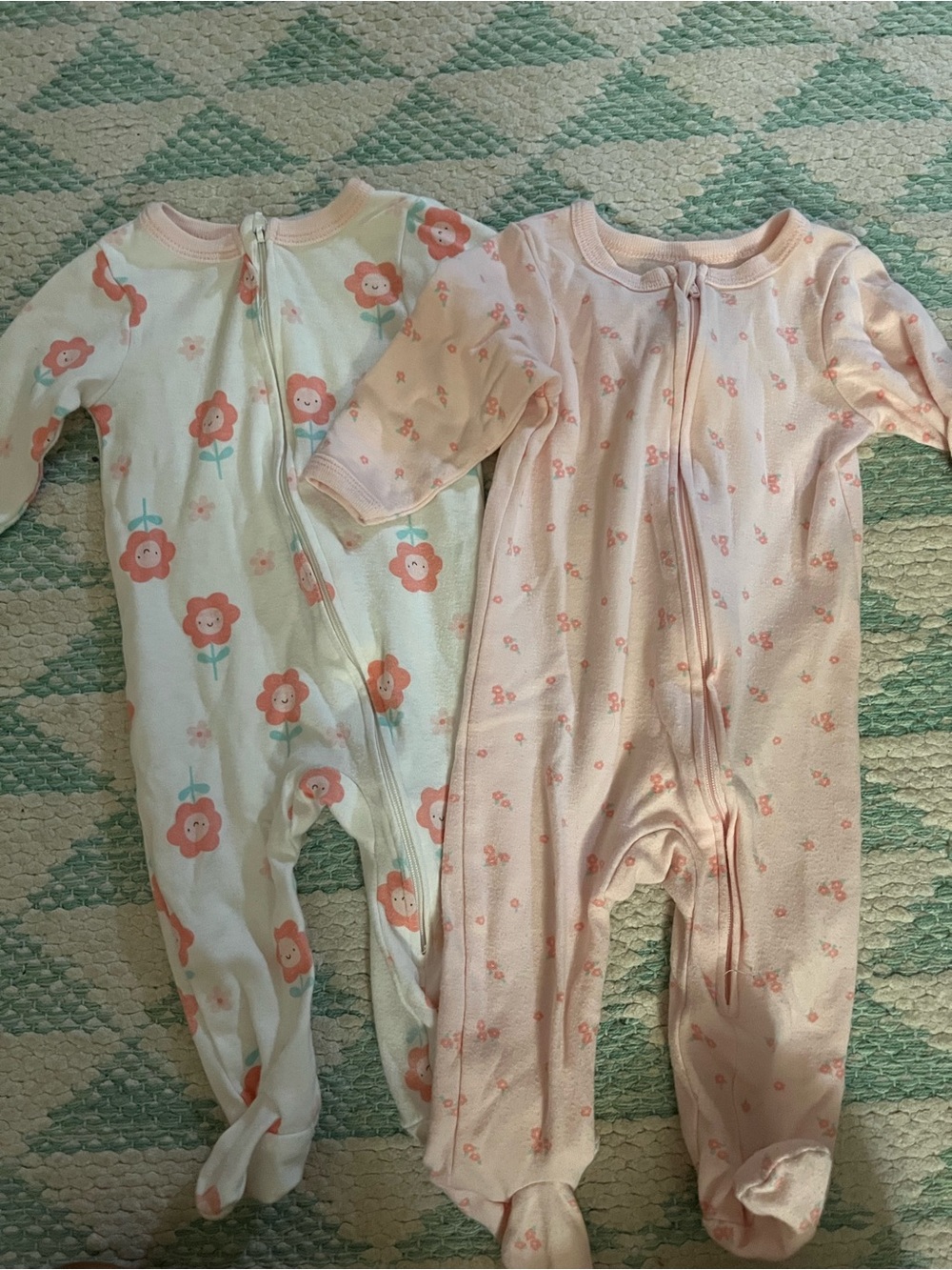 Baby Girls Pink Floral Footed Sleepers — Soft Pink Floral Pack